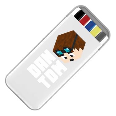 Picture of Dantdm Dan The Diamond Minecart Player Skin 3D Head Left Pose And White Text Stationery Set