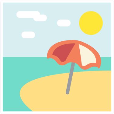 Picture of Emoji Beach With Umbrella Wall Sticker