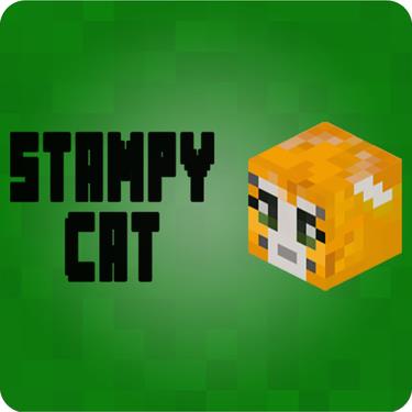 Picture of Stampy Cat Player Skin 3D Head Left Pose And Black Text Wall Sticker