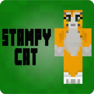 Picture of Stampy Cat Player Skin Standing Pose And Black Text Wall Sticker