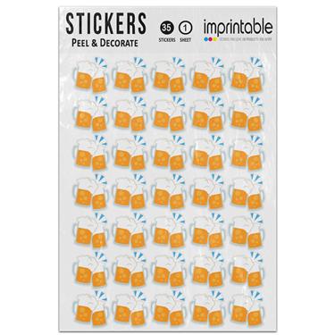 Picture of Emoji Clinking Beer Mugs Sticker Sheet