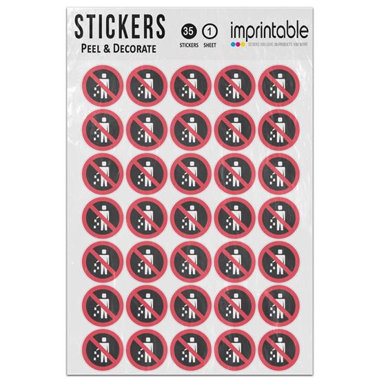 Emoji Do Not Litter Symbol Sticker Sheet Symbols. Imprintable