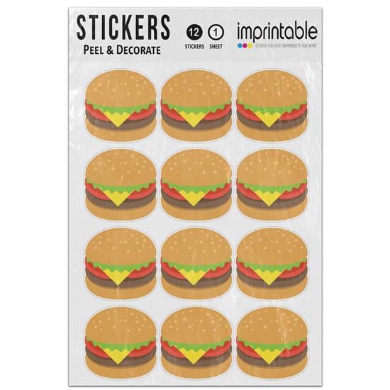 Emoji Hamburger Sticker Sheet Food & Drink. Imprintable