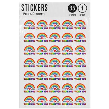Picture of Thank You Nhs And Key Workers Love Heart Rainbow Sticker Sheet