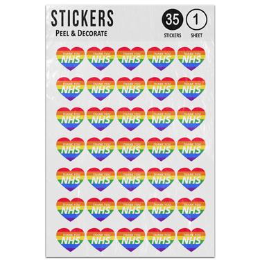 Picture of Thank You Nhs Rainbow Love Heart Sticker Sheet