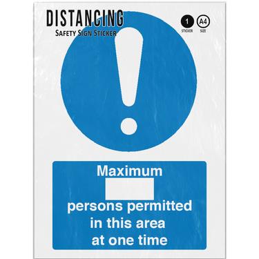 Picture of Maximum Number Persons Permitted One Time Blue Mandatory Adhesive Vinyl Sign