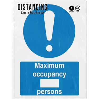 Picture of Maximum Occupancy Number Persons Blue Mandatory Adhesive Vinyl Sign