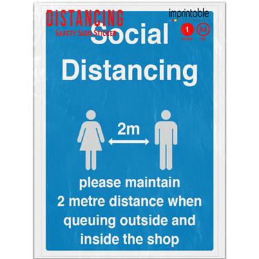 Picture of Maintain 2M Distance Queue Shopping Social Distancing Adhesive Vinyl Sign