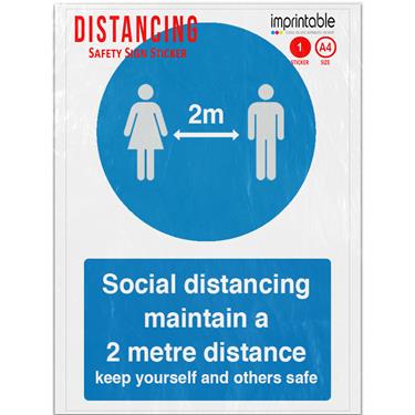 Picture of Maintain A 2 Metre Distance Keep Yourself And Others Safe Adhesive Vinyl Sign