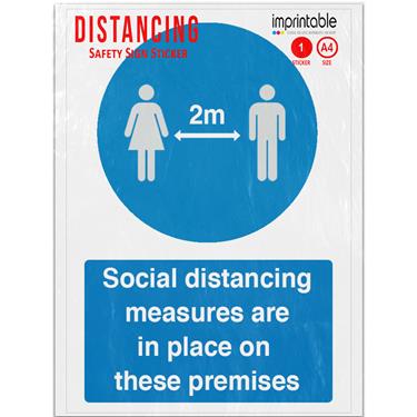 Picture of Social Distancing Measures In Place On These Premises Adhesive Vinyl Sign