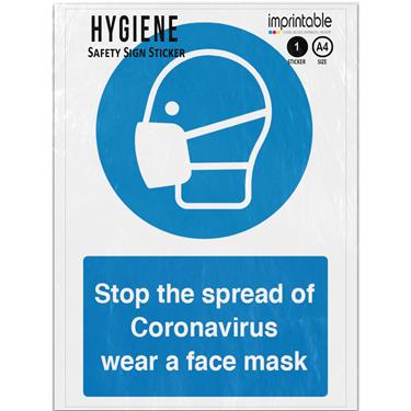 Picture of Stop The Spread Of Germs Wear A Face Mask Mandatory PPE Adhesive Vinyl Sign