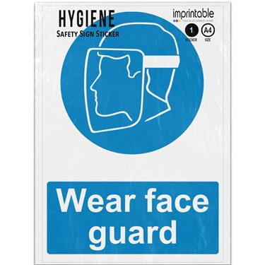 Picture of Wear Face Guard Shield Blue Mandatory PPE Adhesive Vinyl Sign