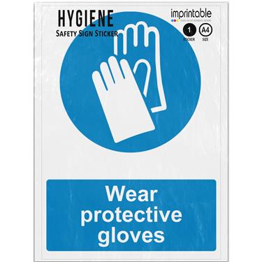 Picture of Wear Protective Gloves Blue Mandatory PPE Adhesive Vinyl Sign