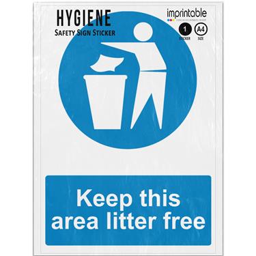 Picture of Keep This Area Litter Free Blue Mandatory Information Adhesive Vinyl Sign