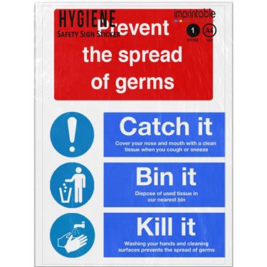 Picture of Prevent The Spread Of Germs Catch It Bin It Kill It Adhesive Vinyl Sign
