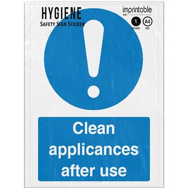 Picture of Clean Appliances After Use Blue Mandatory Cleaning Adhesive Vinyl Sign