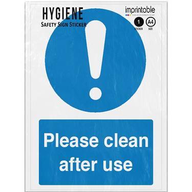 Picture of Please Clean After Blue Mandatory Cleaning Adhesive Vinyl Sign