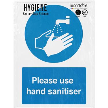 Picture of Please Use Sanitiser Blue Mandatory Adhesive Vinyl Sign