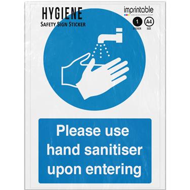 Picture of Please Use Sanitiser Upon Entering Blue Mandatory Adhesive Vinyl Sign