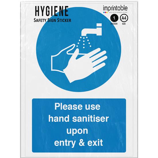 Picture of Please Use Sanitiser Upon Entry And Exit Mandatory Adhesive Vinyl Sign