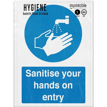 Picture of Sanitise Your Hands On Entry Blue Mandatory Adhesive Vinyl Sign