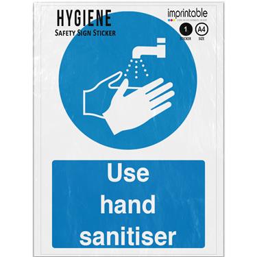 Picture of Use Sanitiser Blue Mandatory Adhesive Vinyl Sign