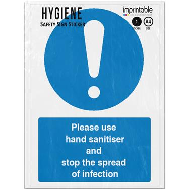 Picture of Use Sanitiser Stop The Spread Of Infection Mandatory Adhesive Vinyl Sign