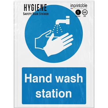 Picture of Hand Wash Station Blue Mandatory Adhesive Vinyl Sign