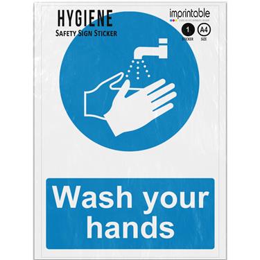 Picture of Wash Your Hands Blue Mandatory Adhesive Vinyl Sign