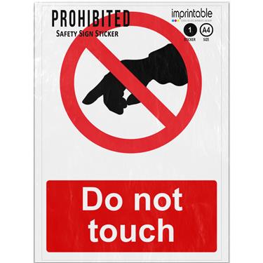 Picture of Do Not Touch Hand Pointing Red No Prohibited Adhesive Vinyl Sign