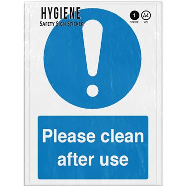 Picture of Please Clean After Blue Mandatory Cleaning Adhesive Vinyl Sign