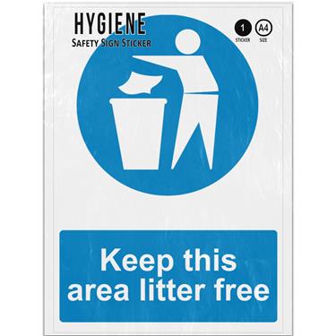 Picture of Keep This Area Litter Free Blue Mandatory Hygiene Adhesive Vinyl Sign