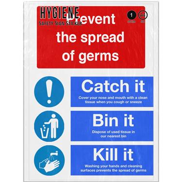 Picture of Prevent The Spread Of Germs Catch It Bin It Kill It Hygiene Adhesive Vinyl Sign