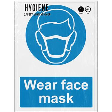 Picture of Wear A Mask Blue Mandatory PPE Face Adhesive Vinyl Sign