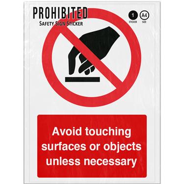 Picture of Avoid Touching Surfaces Or Objects Red No Prohibited Adhesive Vinyl Sign