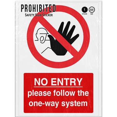 Picture of No Entry Follow One Way System Red No Prohibited Adhesive Vinyl Sign