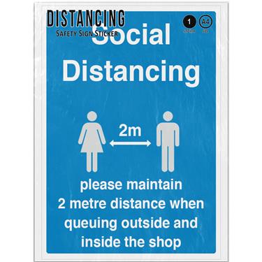 Picture of Maintain 2M Distance Queue Shopping Social Distancing Hand Adhesive Vinyl Sign