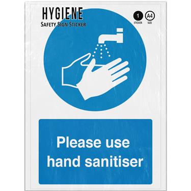 Picture of Please Use Sanitiser Blue Mandatory Hands Hygiene Adhesive Vinyl Sign