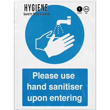 Picture of Please Use Sanitiser Upon Entering Mandatory Hands Hygiene Adhesive Vinyl Sign