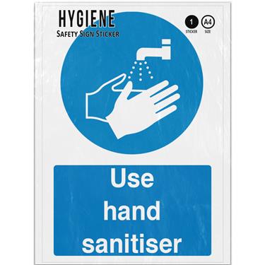 Picture of Use Sanitiser Blue Mandatory Hands Hygiene Adhesive Vinyl Sign