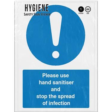 Picture of Use Sanitiser Stop The Spread Of Infection Hands Hygiene Adhesive Vinyl Sign