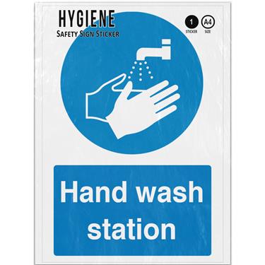 Picture of Hand Wash Station Blue Mandatory Hygiene Adhesive Vinyl Sign