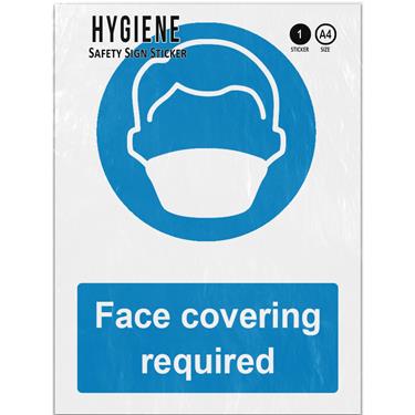Picture of Face Covering Required Blue Mandatory Adhesive Vinyl Sign