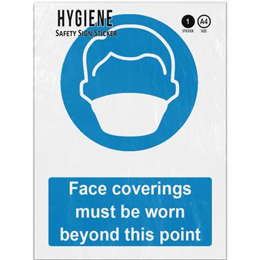 Picture of Face Coverings Must Be Worn Beyond This Point Mandatory PPE Adhesive Vinyl Sign