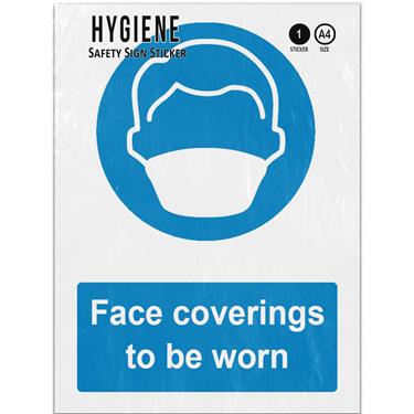 Picture of Face Coverings To Be Worn Blue Mandatory PPE Adhesive Vinyl Sign