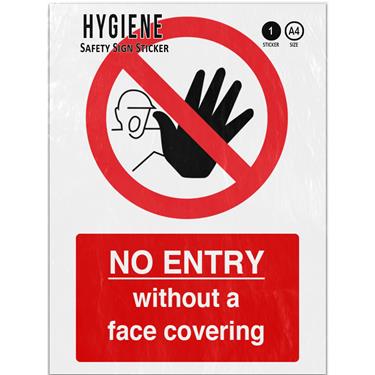 Picture of No Entry Without A Face Covering Red No Adhesive Vinyl Sign