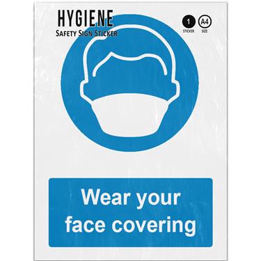 Picture of Wear Your Face Covering Blue Mandatory PPE Adhesive Vinyl Sign