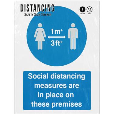 Picture of 1 Metre Plus Social Distancing Measures Premises Blue Adhesive Vinyl Sign