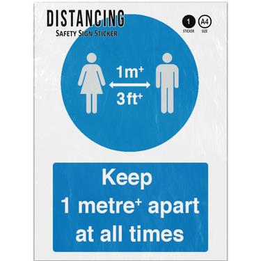 Picture of Keep 1 Metre Plus Apart At All Times Blue Mandatory Adhesive Vinyl Sign