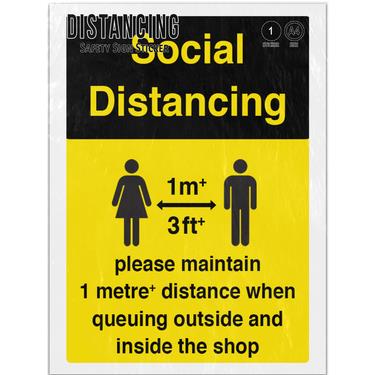 Picture of Maintain 1 Metre Plus Shopping Social Distancing Yellow Adhesive Vinyl Sign